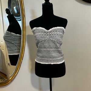 Anthropologie Black and White Strapless Top. Tube top.